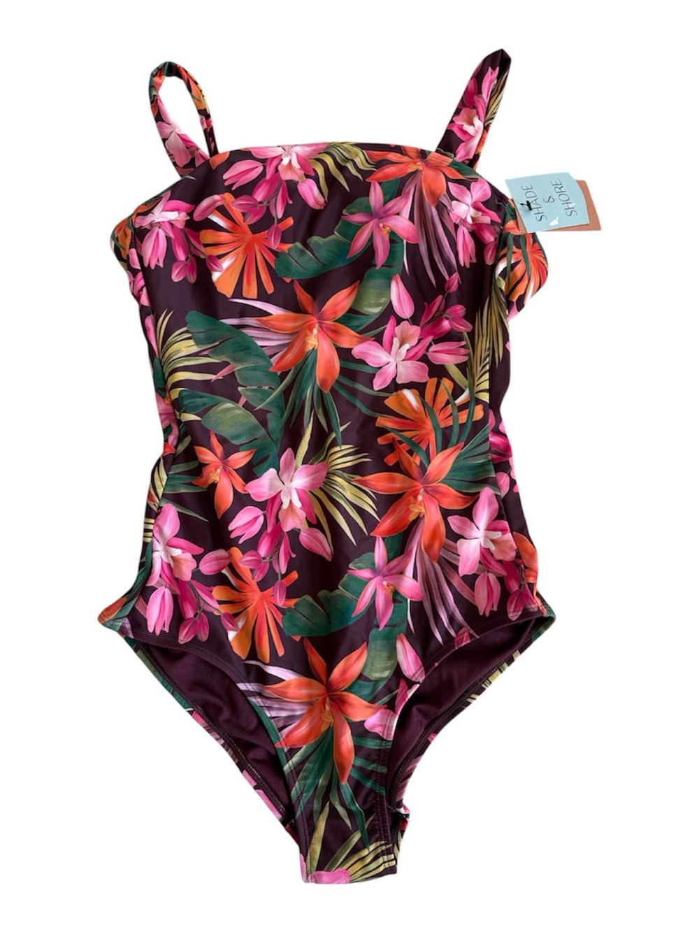 Shade & Shore Women’s Tropical Floral One-Piece Swimsuit Small